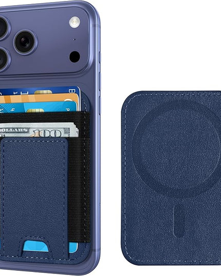 Upgraded for Magsafe Wallet, Strongest Magnetic Wallet, for iPhone Walle t Magsafe with 2 Card Slots, Magnetic Card Holder for iPhone 17/16/15/14/13/12 Series, Vegan Leather, Fit 7 Cards, Navy Blue