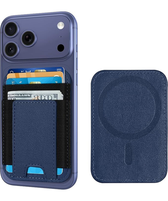 Upgraded for Magsafe Wallet, Strongest Magnetic Wallet, for iPhone Walle t Magsafe with 2 Card Slots, Magnetic Card Holder for iPhone 17/16/15/14/13/12 Series, Vegan Leather, Fit 7 Cards, Navy Blue
