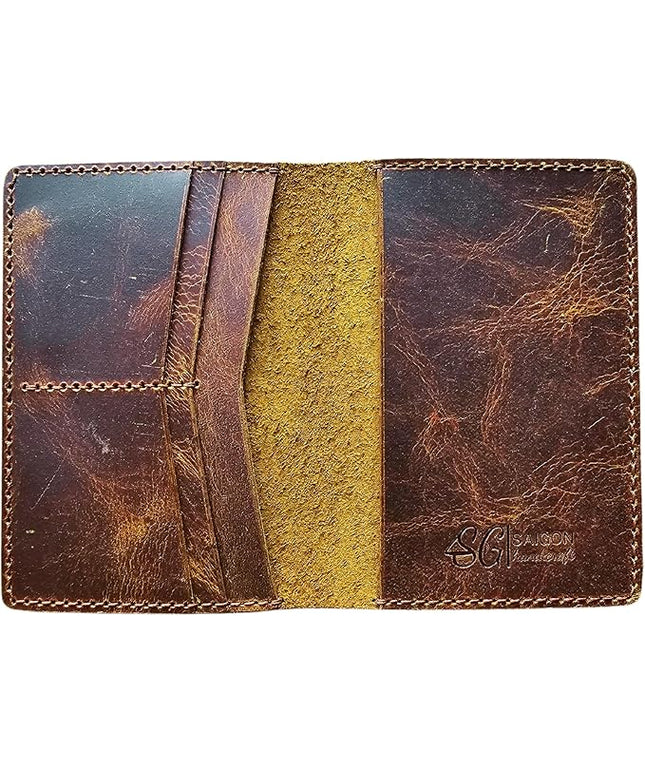Leather Passport Holder for Men and Women - Handmade Vintage Travel Wallet - Mens Passport Case with Card Organizer - Genuine Leather Passport Cover - 4 Card Slots (Style B)