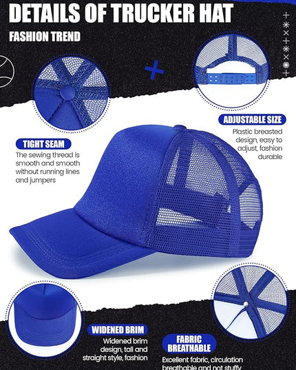 10 Pcs Sublimation Blank Trucker Hats Bulk Mesh Baseball Cap Polyester Mesh Trucker Hat for Men and Women