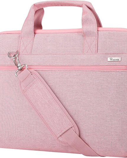 Voova Laptop Bag 17 17.3 Inch, 360° Protective Laptop Case Sleeve with Shoulder Strap Compatible with 17-18 Inch Lenovo Asus Acer Dell Hp, Waterproof Computer Bag Slim Briefcase for Women, Pink