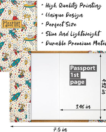 Passport Cover for Kids, Women and Men, Cute Travel Passport Holder (Cat Robot Pattern)