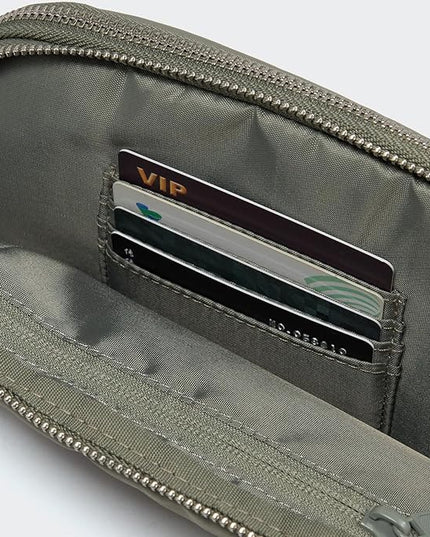 Pander Everywhere Belt Bag for Women, 5 Zipper Pockets Nylon Crossbody Fanny Pack Purse (Grey Sage).