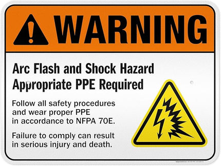 Warning Arc Flash And Shock Hazard Appropriate PPE Required Sign, 18x24 Inches, 3M EGP Reflective .080 Aluminum, Fade Resistant, Made in USA by My Sign Center
