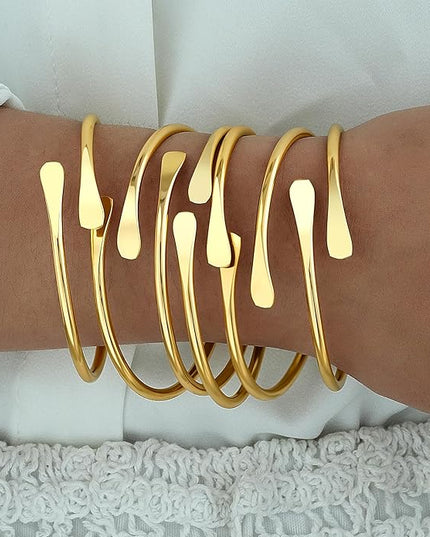 ÌF ME Gold Bangle Bracelets for Women, Indian Bangles Stackable Set, Multi Layer Textured 14K Gold Plated Chunky Bracelets Boho Jewelrys Set