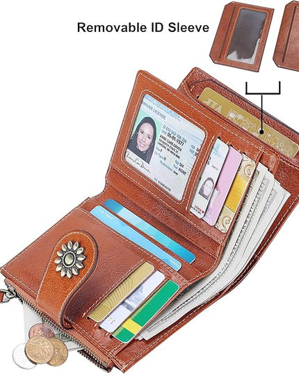 Lavemi Womens Leather Wallet Small Compact RFID Blocking Credit Card Case Purse with Zipper Pocket | Small, Compact, RFID Blocking, Zipper Pocket, Small, Compact