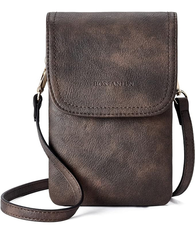 BOSTANTEN Vegan Leather Small Crossbody Bags for Women Designer Cell Phone Bag Wallet Purses Adjustable Strap