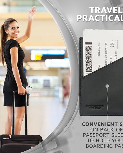 Alban RFID Passport Holder Women Men RFID Blocking Travel Passport Wallet Case Genuine Leather Passport Cover porta pasaporte