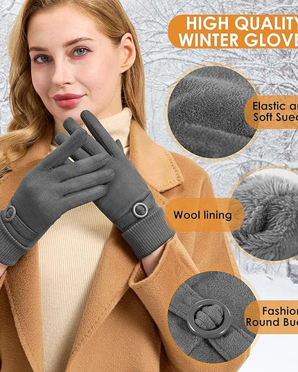 Cold Weather Womens Gloves, Winter Gloves for Women Thermal Warm Fleece Lined, Touchscreen Gloves for Christmas Gifts