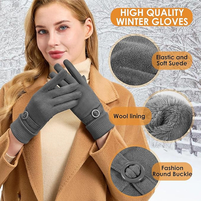 Cold Weather Womens Gloves, Winter Gloves for Women Thermal Warm Fleece Lined, Touchscreen Gloves for Christmas Gifts