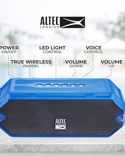 Altec Lansing - HydraJolt Wireless Bluetooth Speaker, Waterproof Portable Speakers with Built in Phone Charger and Lights, Everything Proof Outdoor, Shockproof, Snowproof, 16 Hours Playtime