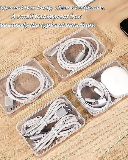 11 Box Cable Organizer Storage Box, Desktop Cable Management with Switch, Power Cord Organizer for Office,Home,Desk Accessories Storage Stationery Supplies and Accessories（Clear） (11 Box)