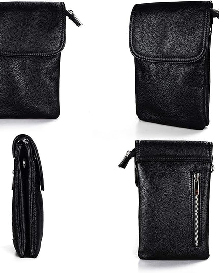 befen Genuine Leather Small Crossbody Bags for Women Cell Phone Bag Cross Body Purses,Silver Zipper