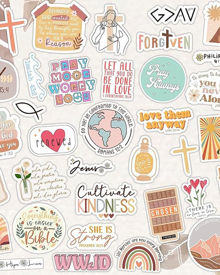 225 PCS Christian Bible Verse Stickers – Inspirational Journaling & Study Stickers for Water Bottles, Laptops, Notebooks & Scrapbooking – Waterproof