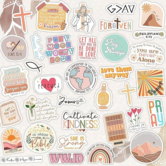 225 PCS Christian Bible Verse Stickers – Inspirational Journaling & Study Stickers for Water Bottles, Laptops, Notebooks & Scrapbooking – Waterproof