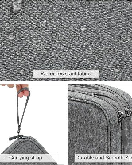 FYY Electronic Organizer, Large Travel Cable Organizer Bag Pouch Electronic Accessories Carry Case Portable Waterproof Double Layers All-in-One Storage Bag for Cable, Cord, Charger, Phone, Dark Grey