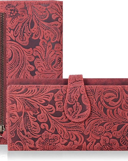 Real Leather Women Wallet Leather with RFID Blocking -Trifold Card Holder Designer Ladies Clutch with ID Window Wallets