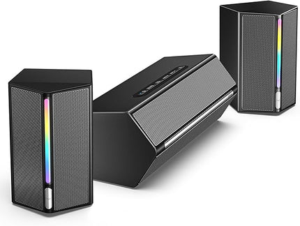 FIFINE Computer Speakers System with Subwoofer, Gaming Speaker for PC with RGB, Volume Control, Monitoring, 3.5mm Aux Input, AC Powered Speakers for Desktop Mobile TV-AmpliGame A22