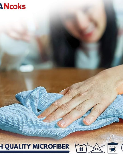 USANOOKS Microfiber Cleaning Cloth - Turq - 12Pcs (12.5x12.5 inch) High Performance - 1200 Washes, Ultra Absorbent Car Towel Traps Grime & Liquid for Streak-Free Mirror Shine - car Washing Cloth