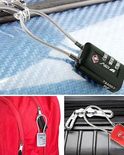TSA Accepted Luggage Travel Lock, Set-Your-Own Combination Lock for School Gym Locker, Luggage Suitcase Baggage Locks, Filing Cabinets, Toolbox, Case (Black, 6 Pack)