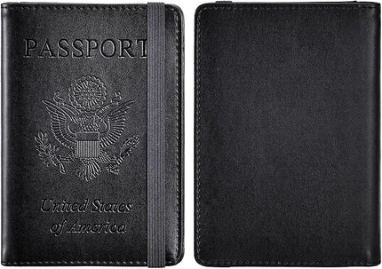HerriaT Passport and Vaccine Card Holder Combo,Cover Case with CDC Vaccination Card Slot, Leather Travel Documents Organizer Protector, with RFID Blocking, for Women and Men