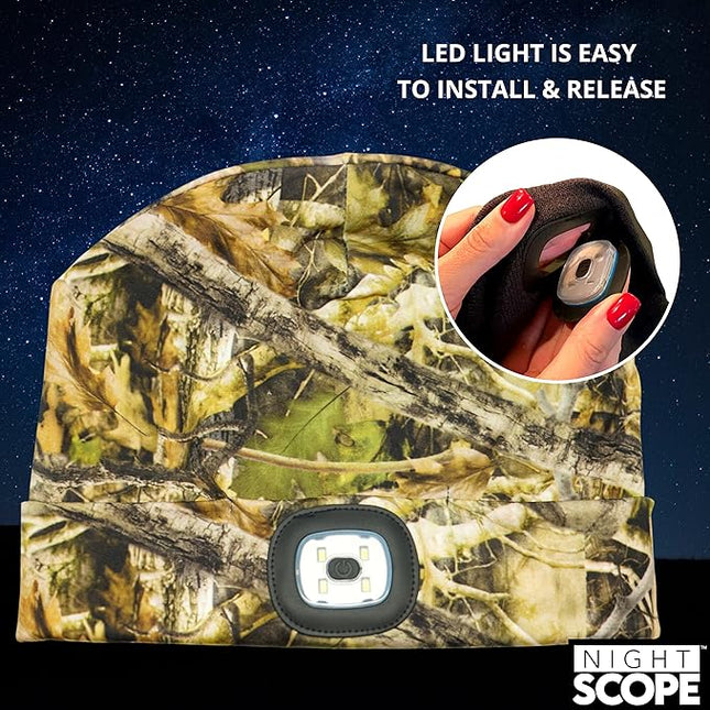 Night Scope Classic Rechargeable LED Warm Knit Beanie Head Light Hat Headlamp for Outdoor Activities
