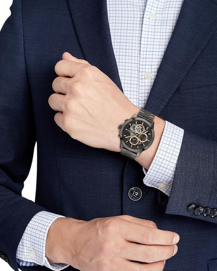 Tommy Hilfiger Men's Dressy Watch – Quartz Multifunction, Stainless Steel Case, Skeleton Dial, Link Bracelet – Gift for Him