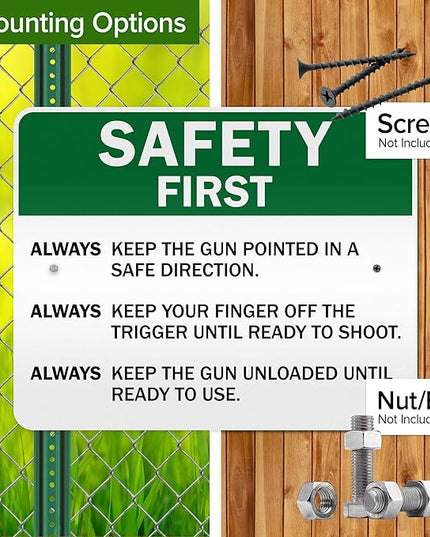 Safety First Always Keep The Gun Pointed In A Safe Direction Sign, 24x30 Inches, 3M EGP Reflective .080 Aluminum, Fade Resistant, Made in USA by My Sign Center