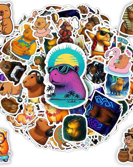 100 PCS Capybara Stickers Pack – Cute Funny Animal Vinyl Decals for Laptop, Water Bottle, Scrapbook, Car, Hard Hat – Gifts for Teens, Adults, Student, Teacher Christmas Birhday
