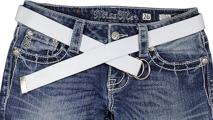 Gelante Canvas Web D Ring Belt Silver Buckle Military Style for men & women 1 or 3 pcs