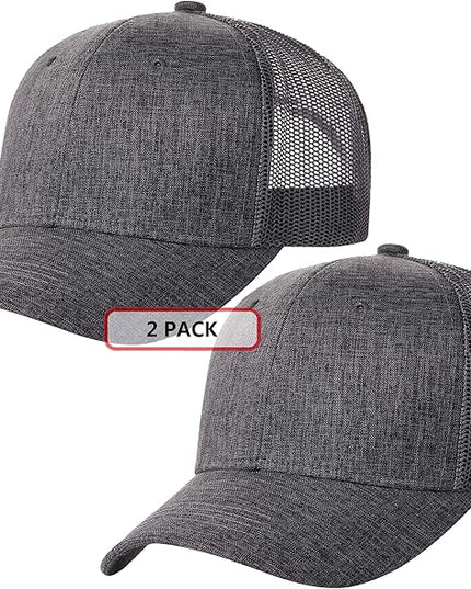 TSSGBL 2 Pack Snapback Trucker Baseball Hats Mesh Back Adjustable Blank Ball Caps for Men Women