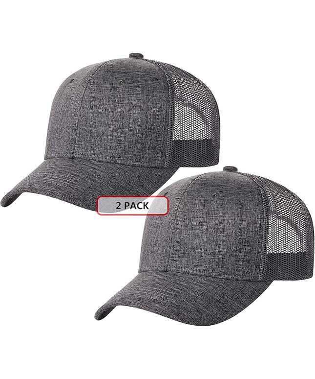 TSSGBL 2 Pack Snapback Trucker Baseball Hats Mesh Back Adjustable Blank Ball Caps for Men Women