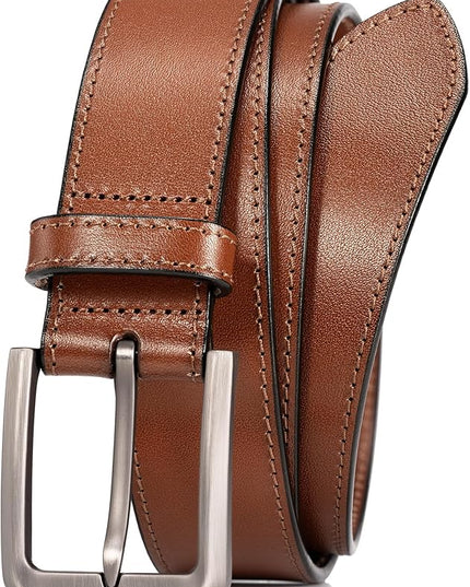 WOLFANT Men's 35mm Dress Casual Belt,100% Italian Full Grain Real Solid Leather