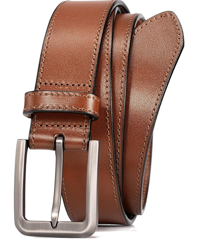 WOLFANT Men's 35mm Dress Casual Belt,100% Italian Full Grain Real Solid Leather
