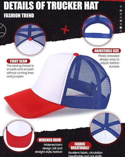 10 Pcs Sublimation Blank Trucker Hats Bulk Mesh Baseball Cap Polyester Mesh Trucker Hat for Men and Women