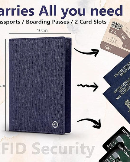 2 Passport Holder - Travel Essentials, RFID Blocking Wallet Credit Card Organiser, Plain Accessories Slim Cover For Men & Women | Travel Essentials, RFID Blocking, Wallet, Accessories, Slim Cover