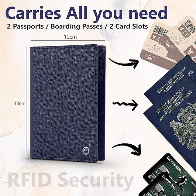 2 Passport Holder - Travel Essentials, RFID Blocking Wallet Credit Card Organiser, Plain Accessories Slim Cover For Men & Women | Travel Essentials, RFID Blocking, Wallet, Accessories, Slim Cover