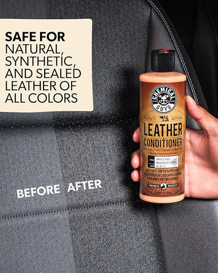 Chemical Guys Leather Cleaner and Conditioner Detailing Kit - Leather Care Kit For Natural, Synthetic, Faux, Pleather, and More for Car Interiors, Apparel, Furniture, Boots & Accessories - 9 Items