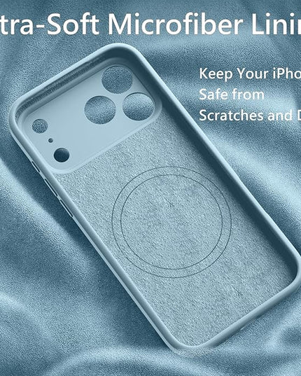 FireNova Magnetic for iPhone 17 Pro Max Case, Compatible with MagSafe, [Integrated Silicone Camera Control Button] [Camera Protection] Anti-Scratch Microfiber Lining Phone Case, 6.9", Sky Blue