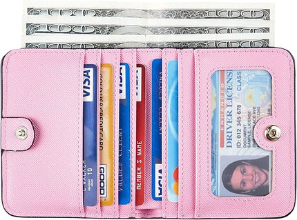 Toughergun Women’s Small Slim Leather Wallet with RFID Protection, Compact Bifold Mini Purse with Clear ID Window