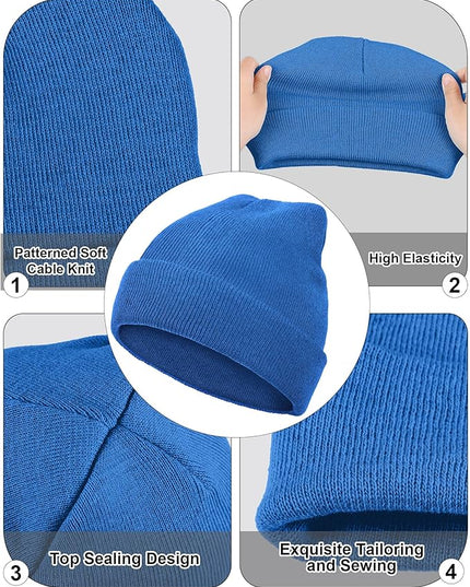 Jecery 80 Pack Winter Beanies Hats Bulk for Homeless Unisex Cold Weather Stretch Caps Warm Knitted Cuffed Hats for Women Men
