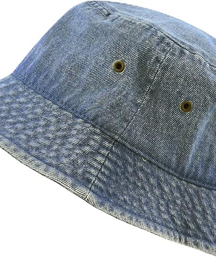 The Hat Depot Bucket Hat - Unisex 100% Cotton & Denim UPF 50 Packable Summer Travel Beach Sun Hat