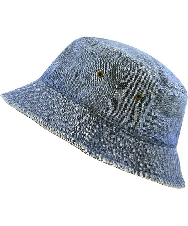 The Hat Depot Bucket Hat - Unisex 100% Cotton & Denim UPF 50 Packable Summer Travel Beach Sun Hat