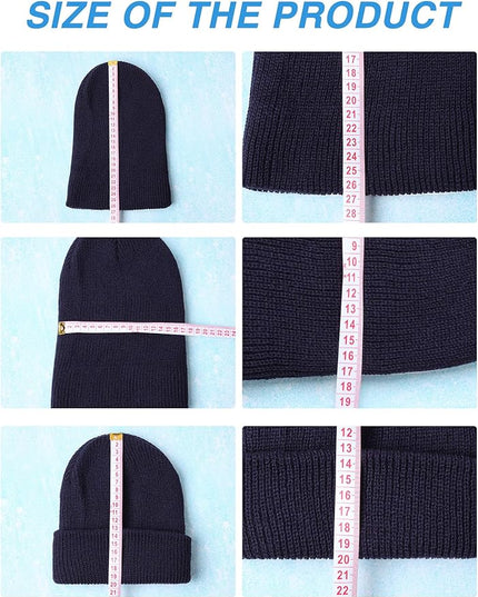 Zhanmai 12 Pack Small Winter Beanie Hats Bulk Warm Knitted Cuffed Skull Cap for Men Women