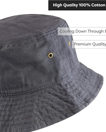 The Hat Depot Bucket Hat - Unisex 100% Cotton & Denim UPF 50 Packable Summer Travel Beach Sun Hat