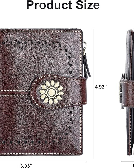 Lavemi Womens Leather Wallet Small Compact RFID Blocking Credit Card Case Purse with Zipper Pocket | Small, Compact, RFID Blocking, Zipper Pocket, Small, Compact