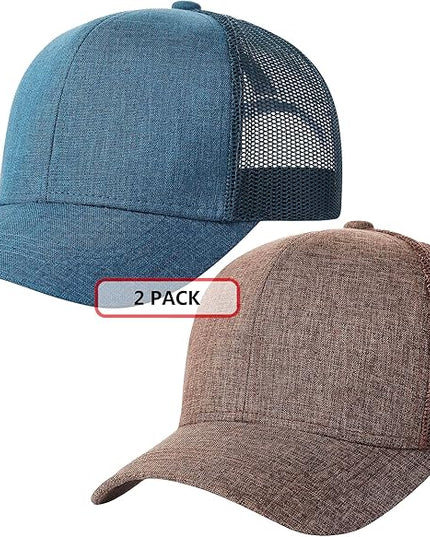 TSSGBL 2 Pack Snapback Trucker Baseball Hats Mesh Back Adjustable Blank Ball Caps for Men Women