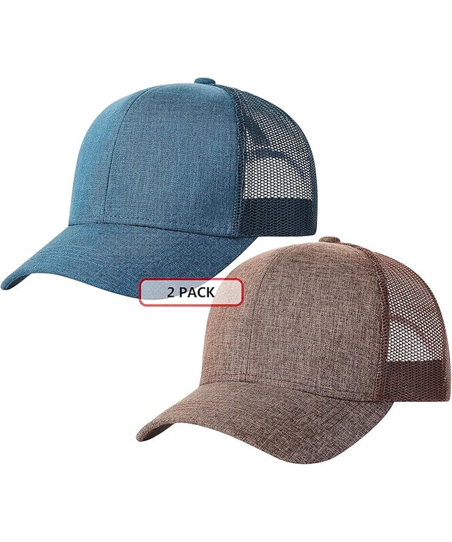 TSSGBL 2 Pack Snapback Trucker Baseball Hats Mesh Back Adjustable Blank Ball Caps for Men Women