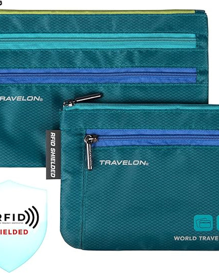 Travelon World Travel Essentials Set of 2 Currency and Passport Organizers