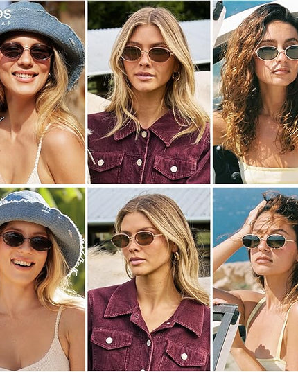 SOJOS Trendy Oval Polarized Sunglasses for Women Men, 80s 90s Chic Retro Vintage Sunnies SJ1248